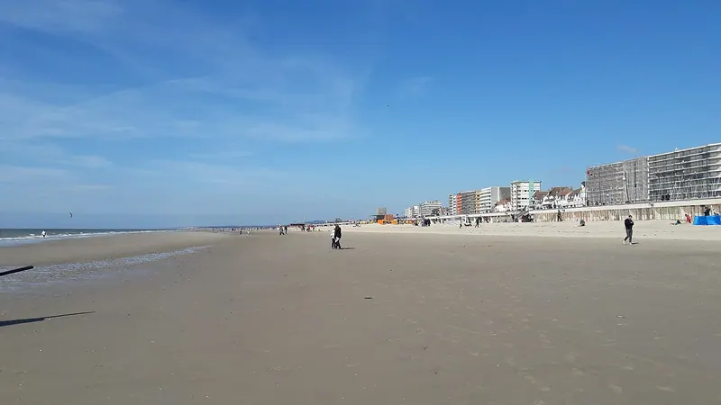 Le Touquet beach at low tide with a wide stretch of foreshore