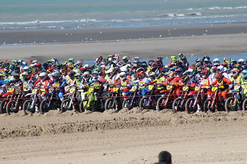 Riders lined up on the Enduropale starting line